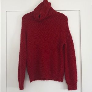 Red turtle neck sweater